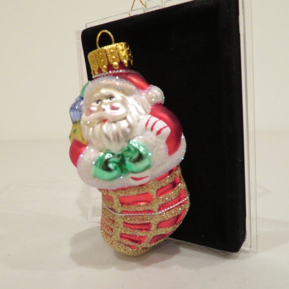 Christmas Glass Ornament Santa Handcrafted by Unique Treasure Gift Box Keepsake - Picture 4 of 6